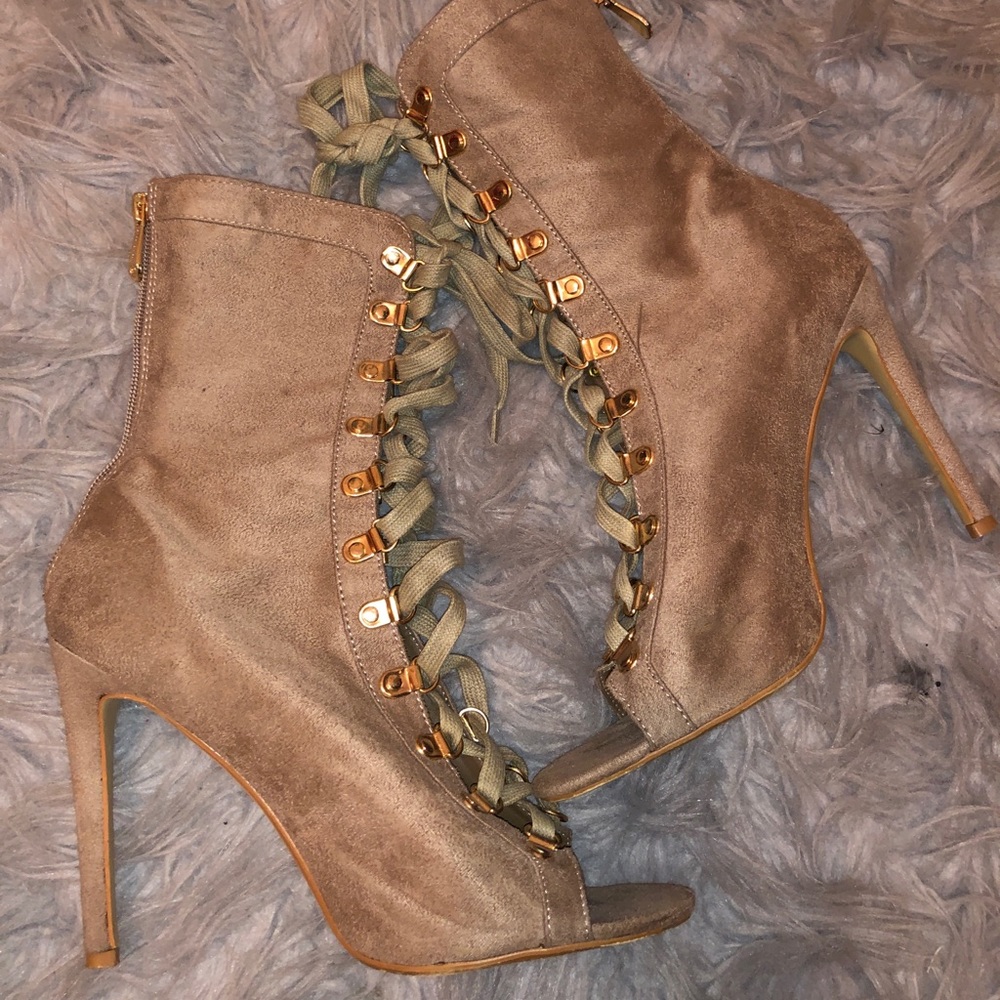 Tan Lace Up Booties